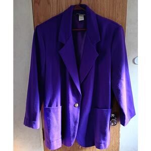 Vintage Copy Cats Purple Wool Power Blazer Made USA Sz L 80s 90s Tailored